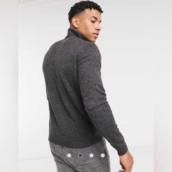 ASOS | Men's Charcoal Rollneck Lambswool Sweater - Picture 3 of 10